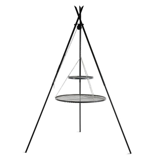 [BONI-C111447] Schwenkgrill „TIPI“ 210 cm + Doppelrost 80 cm und 40 cm aus Naturstahl