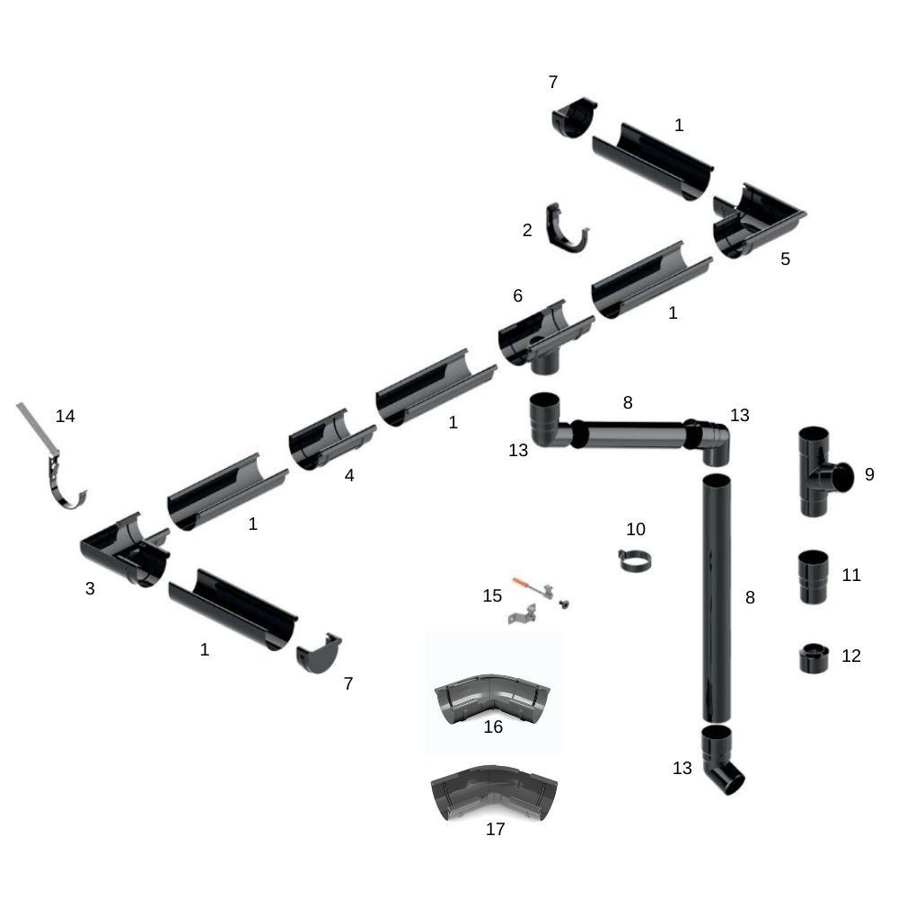 Rinnenkappe rechts braun System 100-5