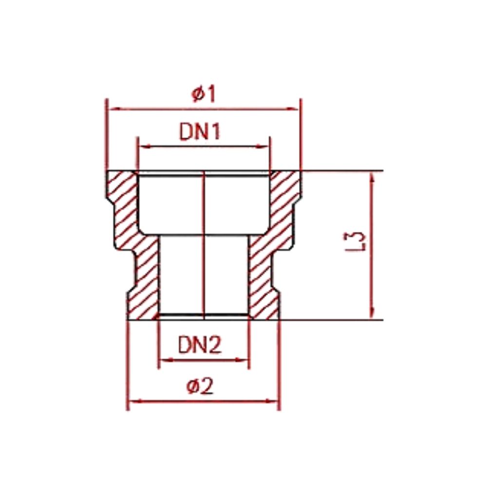 Gewindefitting Edelstahl Reduziermuffe 1/2" IG x 3/8" IG-2