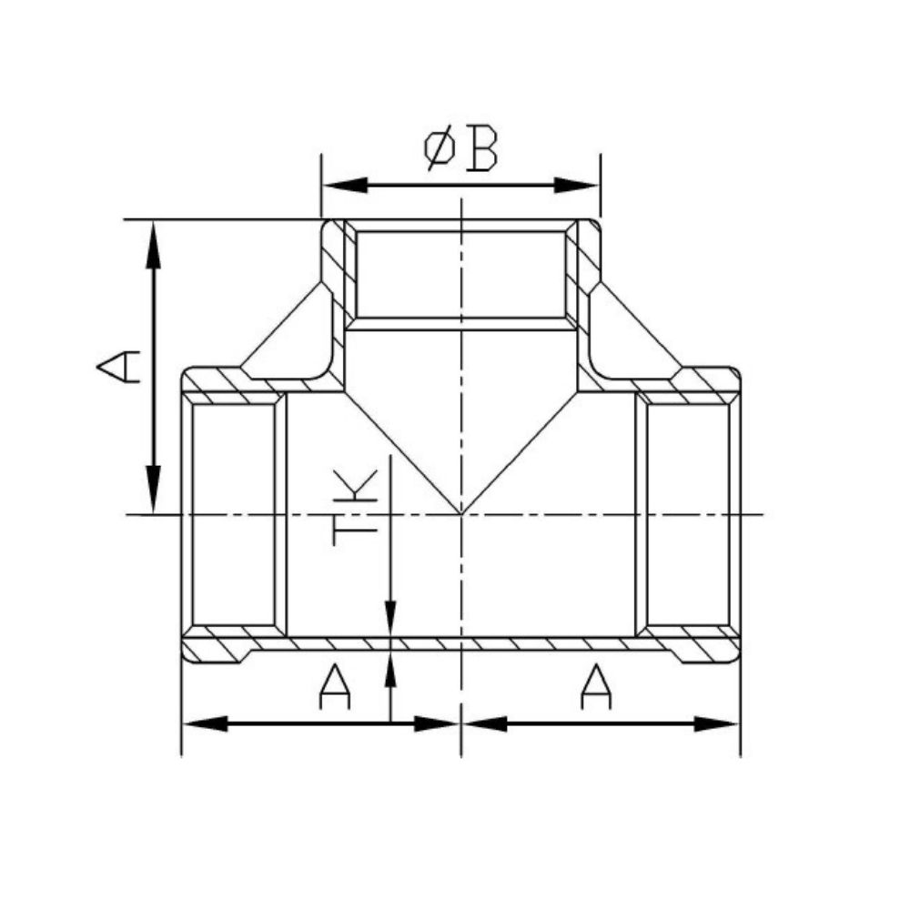 Gewindefitting Edelstahl T-Stück 90° 1 1/4" IG-1